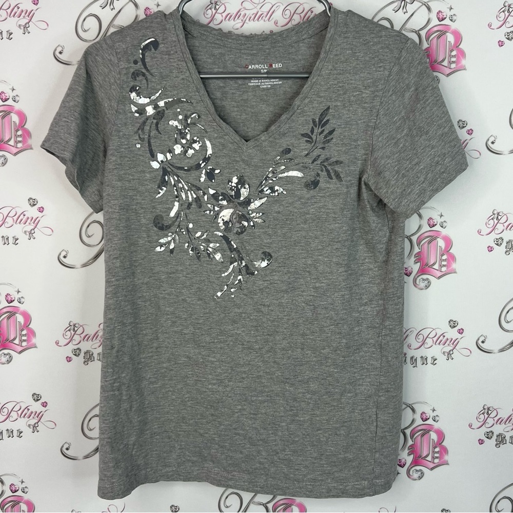 Carroll reed tshirt tee Gray graphic paisley Short Sleeve Tee